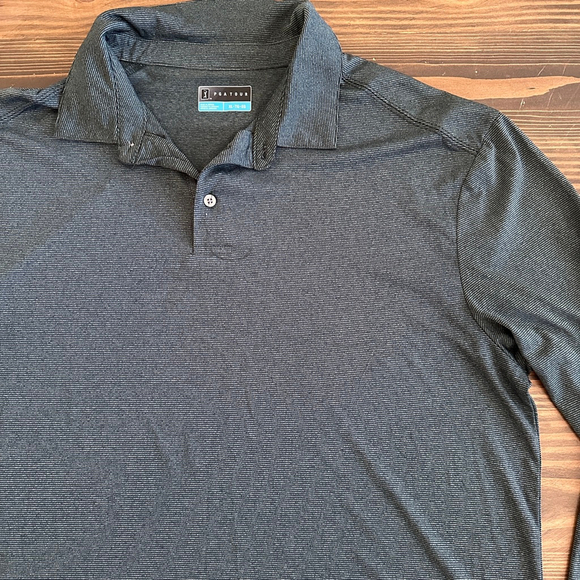 PGA TOUR Other - PGA TOUR Green Striped Long Sleeve Polo Shirt XL Performance Golf Top